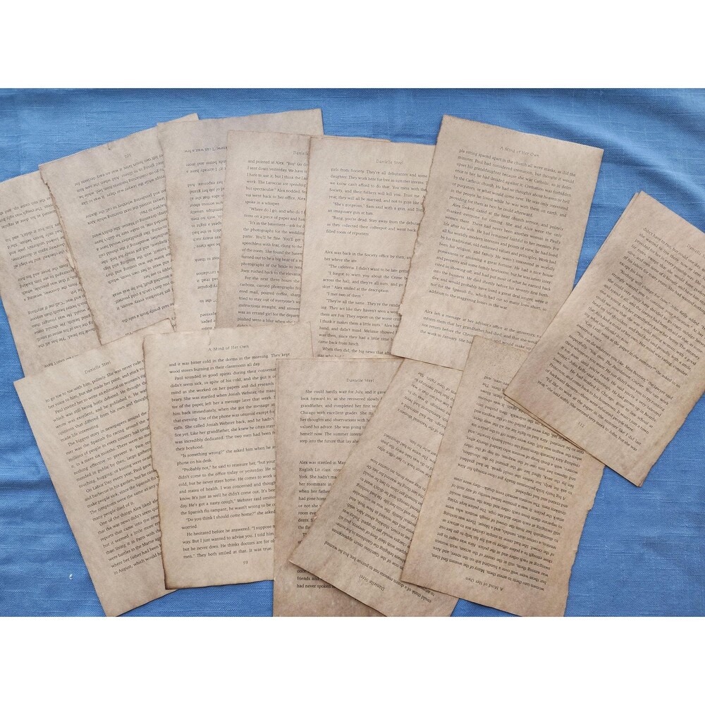 Coffee Dyed Vintage Book Pages / Aged Paper Lot – Rustic Craft & Decor